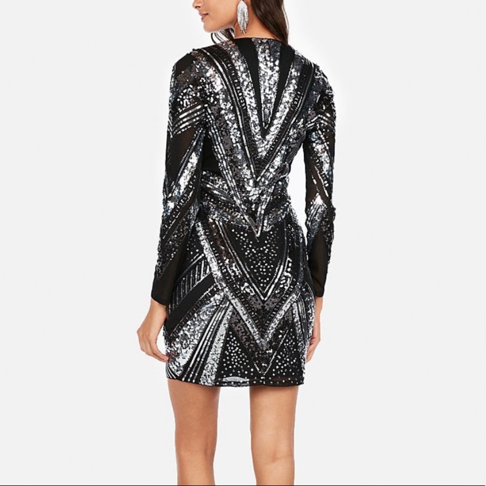 Express | Patterned Sequin Mini Dress - image 3